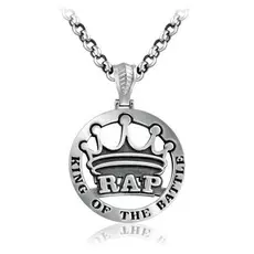 Мужская серебряная цепь с подвеской King of the battle 74010537