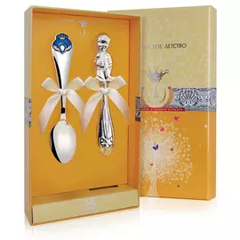 Набор детского серебра «Принц» с погремушкой РИ63НБ05001