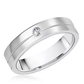 Обручальное кольцо из белого золота с бриллиантом 01О620077