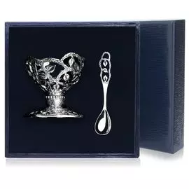 Подставка под яйцо и ложка из серебра 776НБ13806