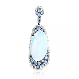 Подвеска из белого золота с бриллиантами, сапфирами, лунным камнем юаP11552ZBMS