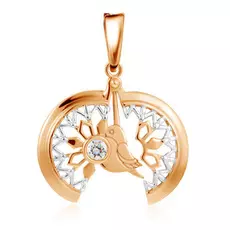 Подвеска из красного золота с фианитом Птица Д0268-035329