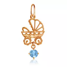 Подвеска из красного золота с голубым фианитом Коляска Д0268-035099