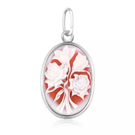 Подвеска из серебра камея на агате Цветы 04040157434906