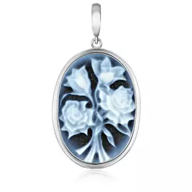 Подвеска из серебра камея на агате Цветы 04040588464906