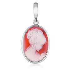 Подвеска из серебра камея на агате Девушка с пучком 040405884349