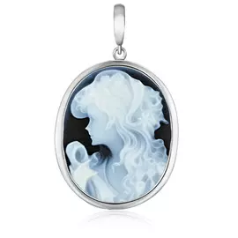 Подвеска из серебра камея на агате Девушка с платком 04040589464901