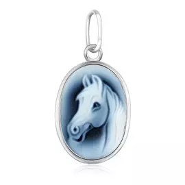 Подвеска из серебра камея на агате Лошадь 04040157464926