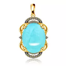 Подвеска из желтого золота с бирюзой и бриллиантами D0000875307000