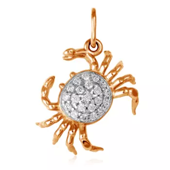 Подвеска из золота с фианитами Краб 034494