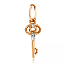 Подвеска Ключ из красного золота с фианитами Сваровски R7111289000