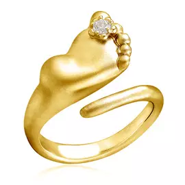 Позолоченное серебряное кольцо с фианитом Пяточка С 10780 Ж
