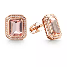 Пусеты из красного золота с морганитами, бриллиантами D0002951306000