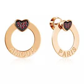 Пуссеты из красного золота с фианитами Влюблённые в Париже Д0268-8-020006