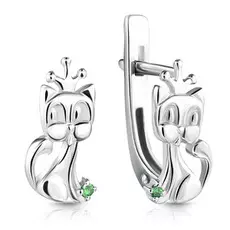 Серьги детские из серебра С630-1077Зел