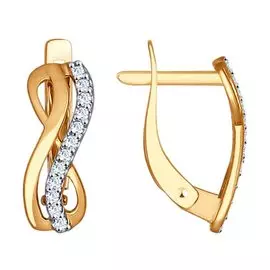 Серьги детские с английским замком из золота 027155