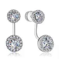 Серьги-джекеты из белого золота с фианитами 66111677000