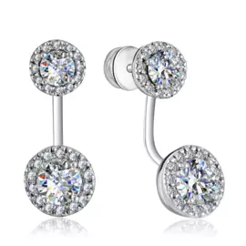 Серьги-джекеты из белого золота с фианитами 66111677000