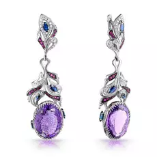 Серьги из белого золота с аметистами, бриллиантами 2_01406