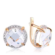 Серьги из красного золота с горным хрусталем 020364ГхКц