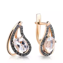 Серьги из красного золота с горным хрусталём 020347ГхКц