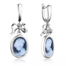 Серьги из серебра камея на агате Девушка с пучком 0421469849
