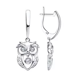 Серьги из серебра с фианитом Сова 94023764