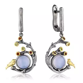 Серьги из серебра с халцедоном, позолотой SZ661R019000