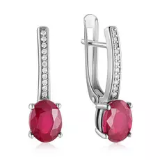 Серьги из серебра с корундом и фианитом E-DRGR00681-RB
