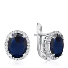 Серьги из серебра с корундом и фианитами E-DRGR00491-SP