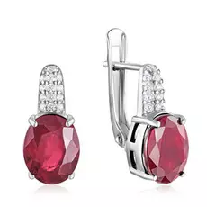 Серьги из серебра с корундом и фианитами E-DRGR00053-RB