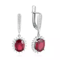 Серьги из серебра с корундом и фианитом E-DRGR00672-RB