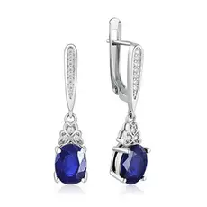 Серьги из серебра с корундом и фианитами E-DRGR00507-SP