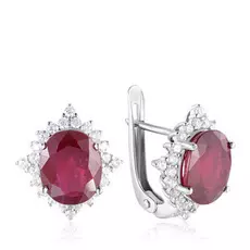 Серьги из серебра с корундом и фианитом E-DRGR00694-RB