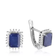 Серьги из серебра с корундом и фианитом E-DRGR00686-SP