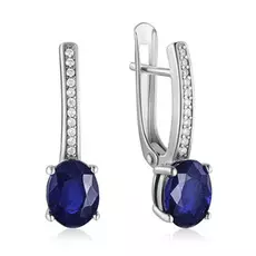 Серьги из серебра с корундом и фианитом E-DRGR00681-SP