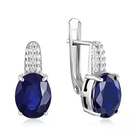 Серьги из серебра с корундом и фианитами E-DRGR00053-SP