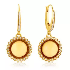 Серьги из серебра с натуральным янтарём E000022