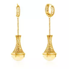 Серьги из серебра с натуральным янтарём E000025