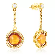 Серьги из серебра с натуральным янтарём E000023