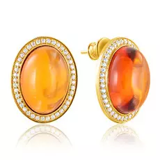 Серьги из серебра с натуральным янтарём E000028