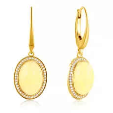 Серьги из серебра с натуральным янтарём E000028-1