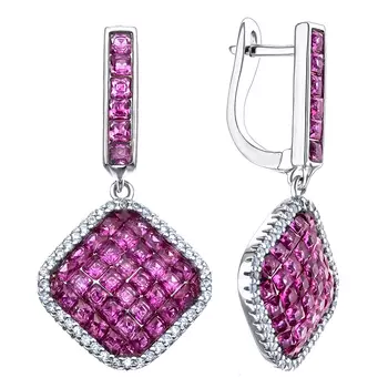 Серьги из серебра с розовыми фианитами TS81457-E-QCR