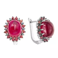 Серьги из серебра с рубином, корундом E-DRGR00918-RB-SP-YSP
