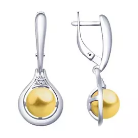 Серьги из серебра с золотистым жемчугом 94023017