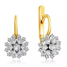 Серьги из желтого золота с бриллиантами 02С020-01