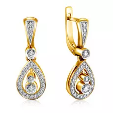 Серьги из желтого золота с бриллиантами 02С012-01