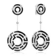 Серьги из золота с бриллиантами и эмалью 01С676392Э