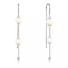 Серьги-продевки из белого золота с бриллиантами, жемчугом Акойя 66319892000