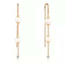 Серьги-продевки из красного золота с бриллиантами, жемчугом Акойя 16319892000